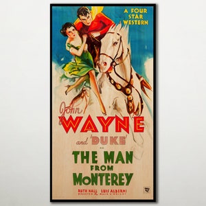 The Man from Monterey WOOD PRINT. Fanart cinema movie posters on WOOD for the John Wayne movie fans. Extra large cool unique wall art gift