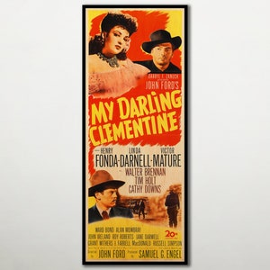 My Darling Clementine WOOD POSTER, Stunning movie poster for Henry Fonda and John Ford fans, Great gift for Wyatt Earp story followers.