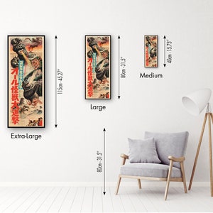 a room with a chair and a poster on the wall
