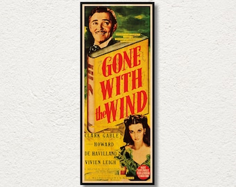 Large WOOD wall art Gone with the Wind poster, Fanart cinema poster on WOOD for this famous cult movie lover, Extra large canvas art