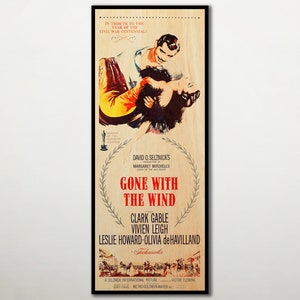 Large WOOD wall art Gone With The Wind ilm. Fanart cinema poster on WOOD for the romance movie lover. Extra large wood movie poster for fans
