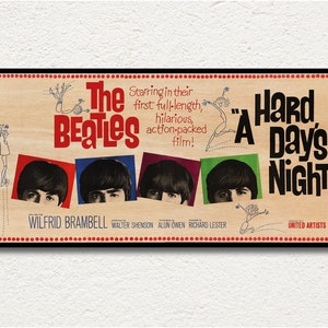 A Hard Day&#39;s Night! WOODEN wall art poster, Roadshow horizontal cinema special edition, Unique gift for The Beatles fans, Superb wall art