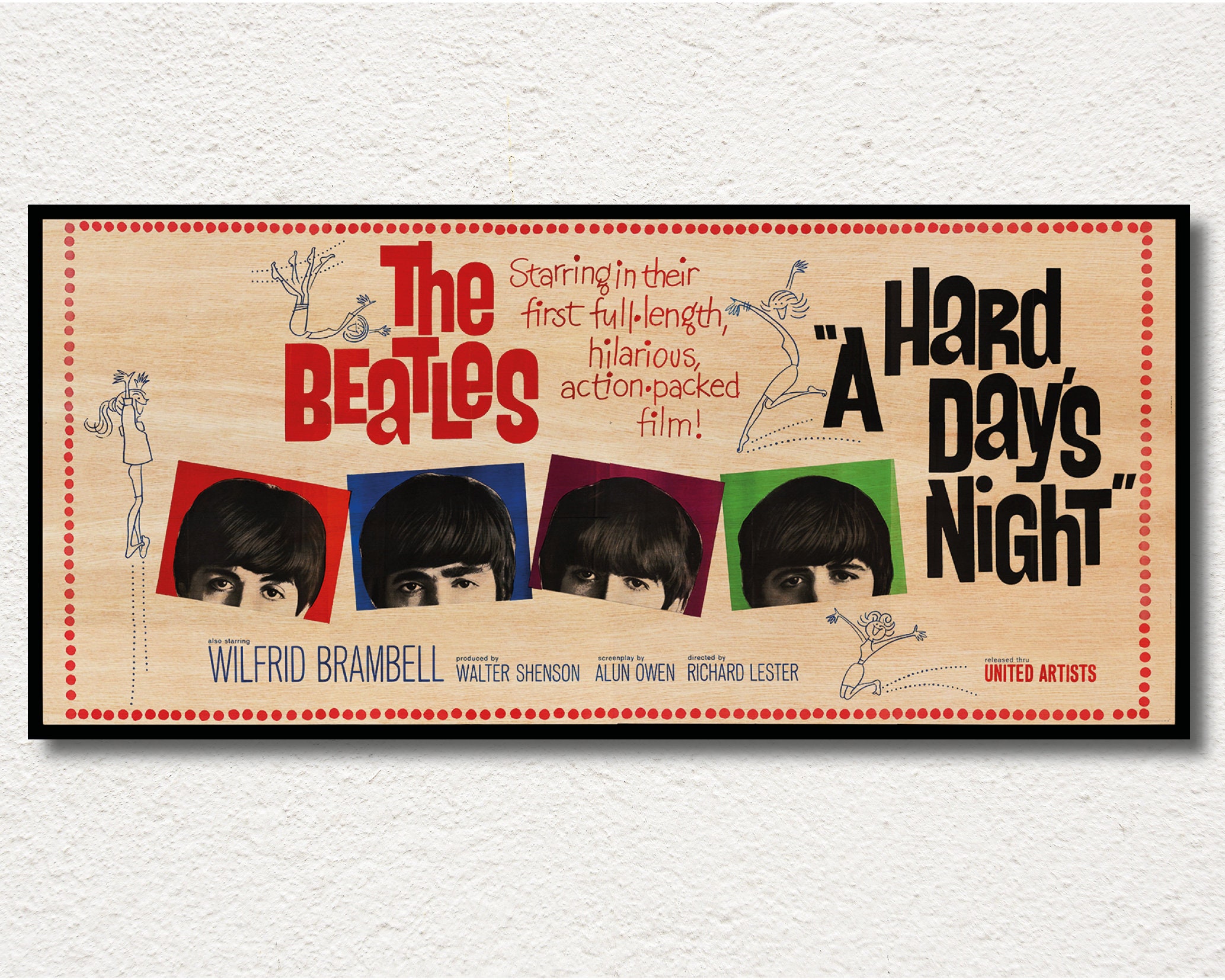 A Hard Day's Night! WOODEN Wall Art Poster, Roadshow Horizontal