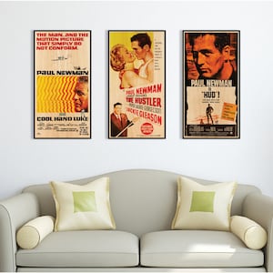 Paul Newman Poster Collection, WOODEN wall art set, Striking gorgeous gift for any Paul Newman fan, Splendid gift idea for Paul Newman fans.