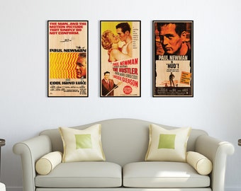 Paul Newman Poster Collection, WOODEN wall art set, Striking gorgeous gift for any Paul Newman fan, Splendid gift idea for Paul Newman fans.