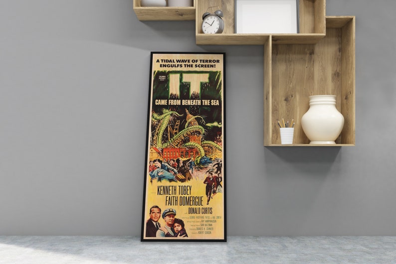 It Came from Beneath the Sea WOODEN POSTER, Fanart high quality cinema poster printed on WOOD of this cult movie, Unique film poster gifts image 5