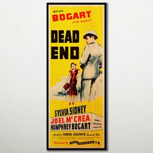 Dead End WOOD poster, Fanart cinema posters on WOOD for Humphrey Bogart and Joel McCrea fans, Extra large cult wall art gif of classic film.
