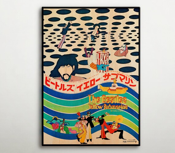 Yellow Submarine Japanese WOODEN POSTER, Great Wood Gift for