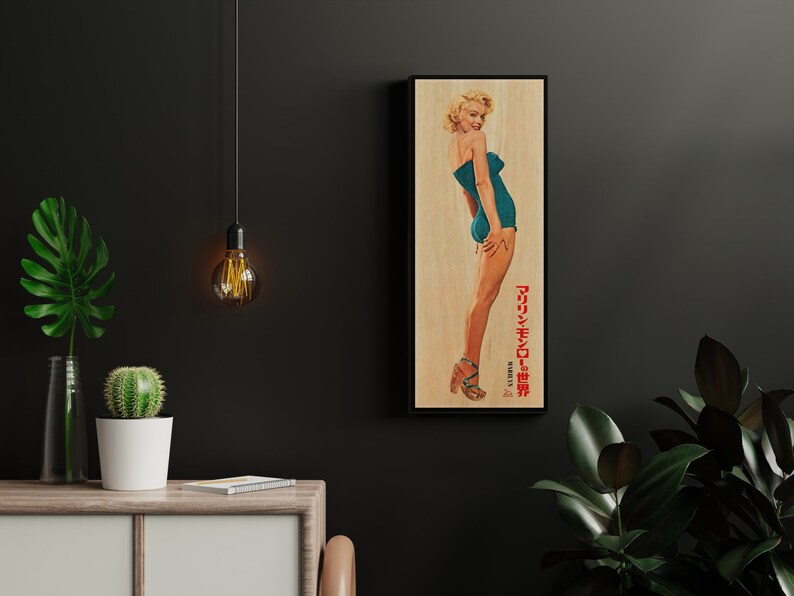 a picture of a woman in a bathing suit hanging on a wall