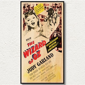 The Wizard Of Oz Extra large WOOD PRINT Poster, Fanart fantasy musical movie posters on WOOD for the Fleming and Garland movie followers.