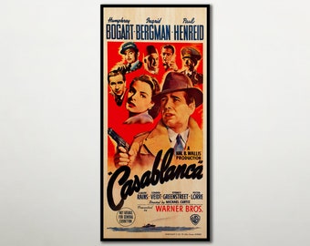 Casablanca Poster wall decor, Extra large wall art film poster, Movie lover large wood art unique gift, Handmade classic film poster fanart