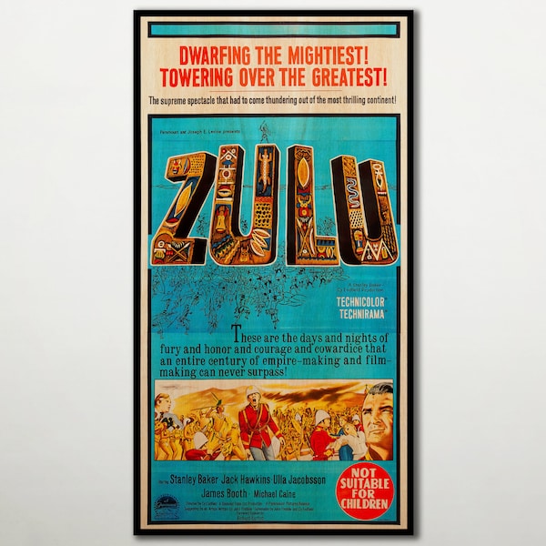 Zulu WOODEN POSTER, Fanart high quality cinema poster on WOOD for rare gift lovers, Unique film poster, Large handmade wall art.