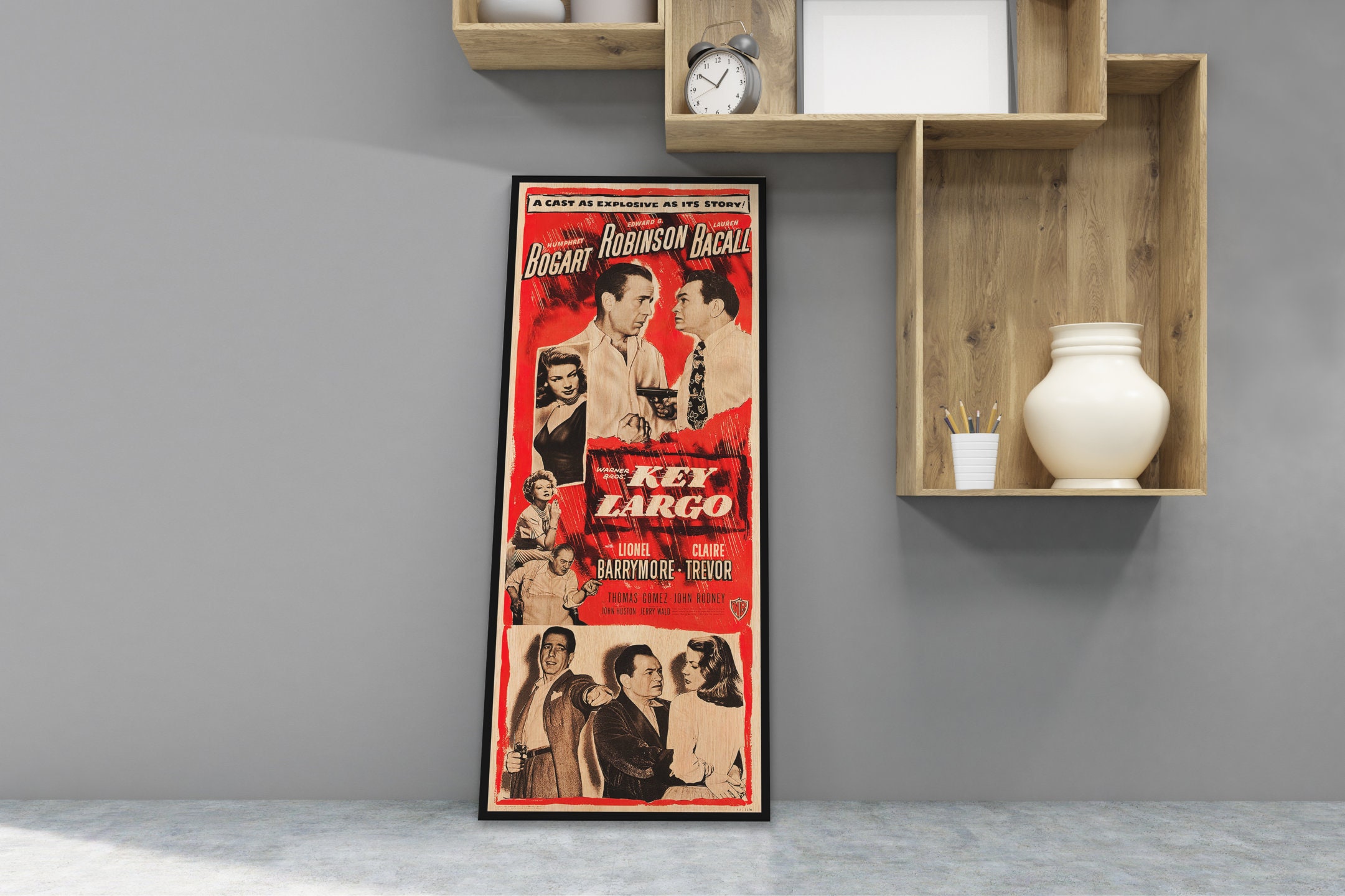 Key Largo WOOD Poster, Humphrey Bogart and Lauren Bacall Superb Gift ...