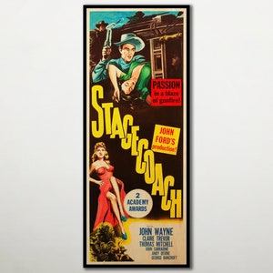 Stagecoach WOOD POSTER, Stunning movie poster printed on WOOD for John Wayne and John Ford fans, Great unique gift for western films addicts