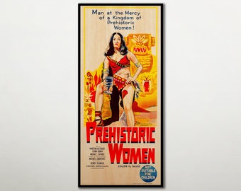 Prehistoric Women Poster wall decor, Extra large wall art film poster, Movie lover large wood art unique gift, Handmade classic film poster.