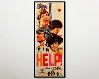 ¡Ayuda! Póster japonés de madera, fan art de alta calidad en lienzo de madera para los fanáticos del supergrupo The Beatles, impresión especial de comedia musical de gran tamaño.