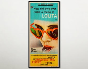 Póster de Lolita IMPRESO en MADERA, Póster de cine de fanart en MADERA para este amante de las películas de Stanley Kubrick, Póster de película de arte de pared extra grande.