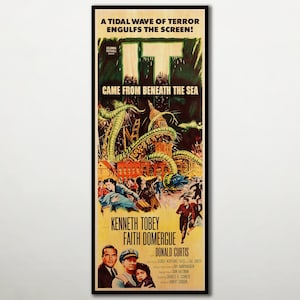 It Came from Beneath the Sea WOODEN POSTER, Fanart high quality cinema poster printed on WOOD of this cult movie, Unique film poster gifts image 1