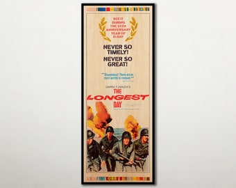 Najdłuższy dzień, plakat z drewna, najwyższej jakości plakat filmowy wydrukowany na drewnie dla fanów Johna Wayne'a, amerykański prezent filmowy dla miłośników filmów Wayne'a