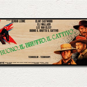 The Good, The Bad and The Ugly Hölzernes Plakat, Handgemachtes Special Edition Filmplakat, Originales Kino einzigartiges Geschenk für Clint Eastwood Fans
