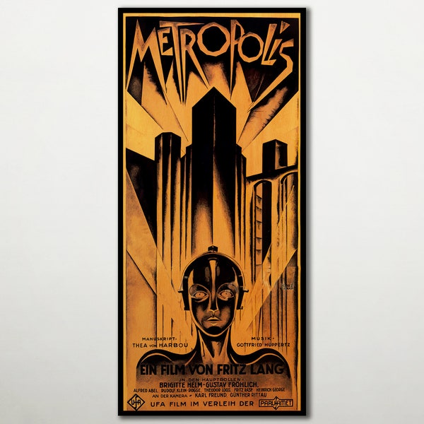 Metropolis HOLZPOSTER, Fanart hochwertiges Kinoplakat auf HOLZ für Metropolis Filmliebhaber, Einzigartige Geschenke Filmplakat, Große Wandkunst.