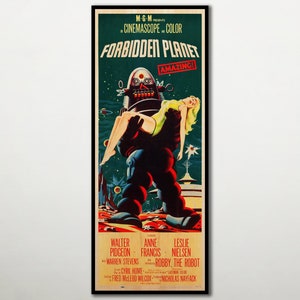 Forbidden Planet HOLZDRUCK Poster, Fanart Kino Film Poster auf HOLZ für einen Filmliebhaber, extra große Wand Kunst Drucke und Filmposter