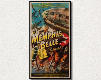 Memphis Belle WOODEN POSTER, Fanart high quality cinema poster on WOOD for rare gift lovers, Unique film poster, Large handmade wall art.