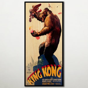 King Kong Poster wall decor, Extra large wall art film poster, Movie lover large wood art unique gift, Handmade classic film poster fanart