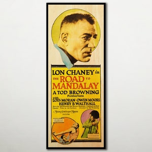 Plakat „Droga do Mandalay” z drewna, Bardzo duży plakat filmowy na ścianę, Duży, drewniany plakat artystyczny, wyjątkowy prezent dla miłośnika filmów, Ręcznie robiony, klasyczny plakat filmowy.