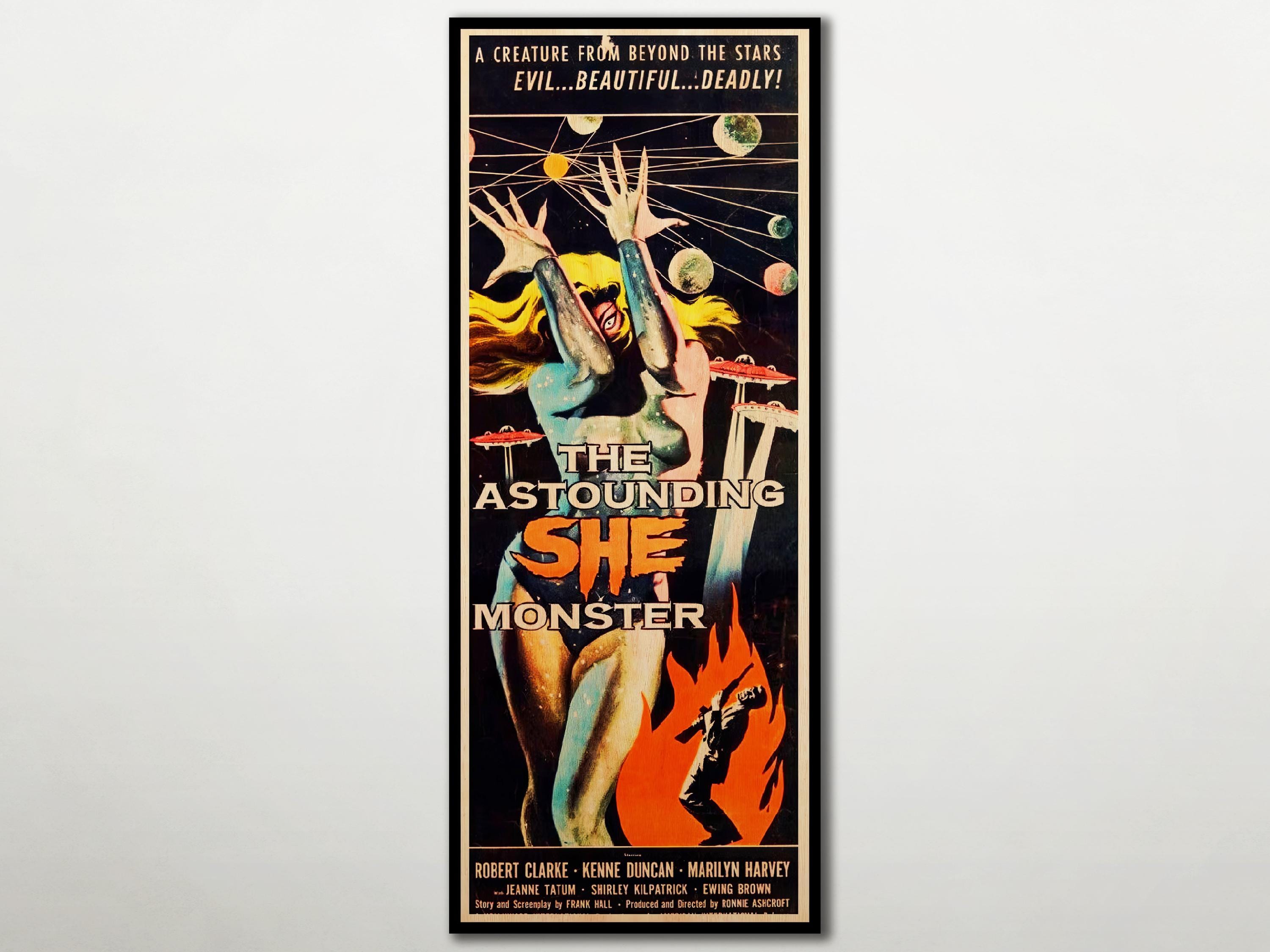 The Astounding She-monster Cult Movie Wooden Poster, Fan Art Wall