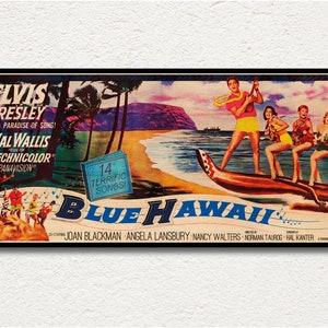 Blue Hawaii WOODEN wall art poster, Roadshow special edition cinema poster, Unique gift for Elvis Presley fans, Landscape fanart poster