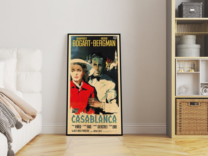 Large WOOD wall art Casablanca poster, Home decor wooden wall art Fanart cinema Casablanca print, Big wall art film poster for movie lovers image 3