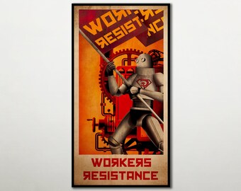 INCREÍBLE obra de arte IMPRESA en MADERA, arte de pared de madera grande "Workers Resistance", lienzo extra grande, impresionante regalo exclusivo para los amantes del arte.