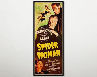 Póster de la película La Mujer Araña, fan art de Sherlock Holmes, impresión en madera