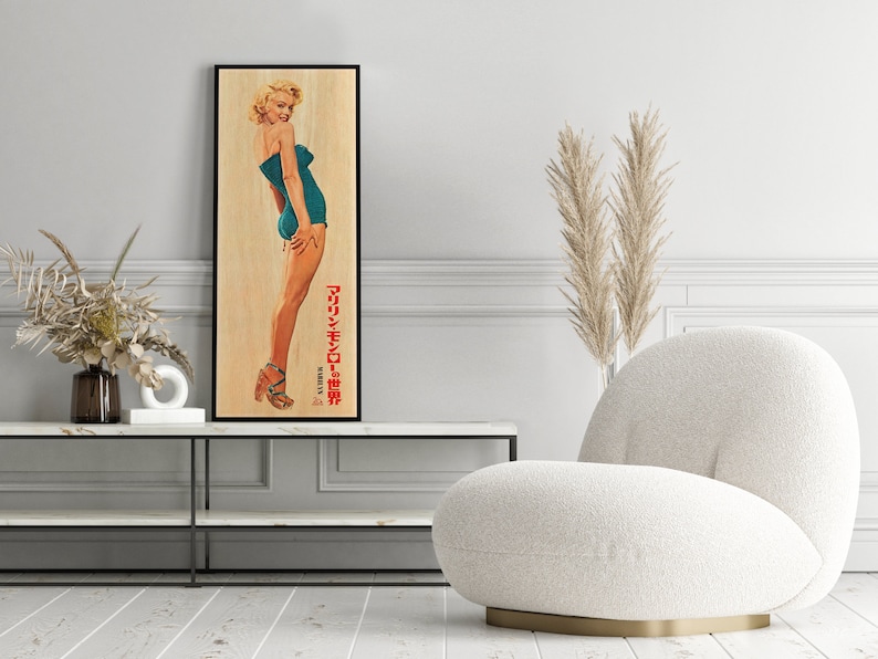 a picture of a woman in a bathing suit on a wall