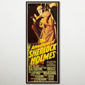 The Adventures of Sherlock Holmes movie WOOD poster, Sherlock Holmes stunning poster of the Basil Rathbone film, Sherlock Holmes great gift.
