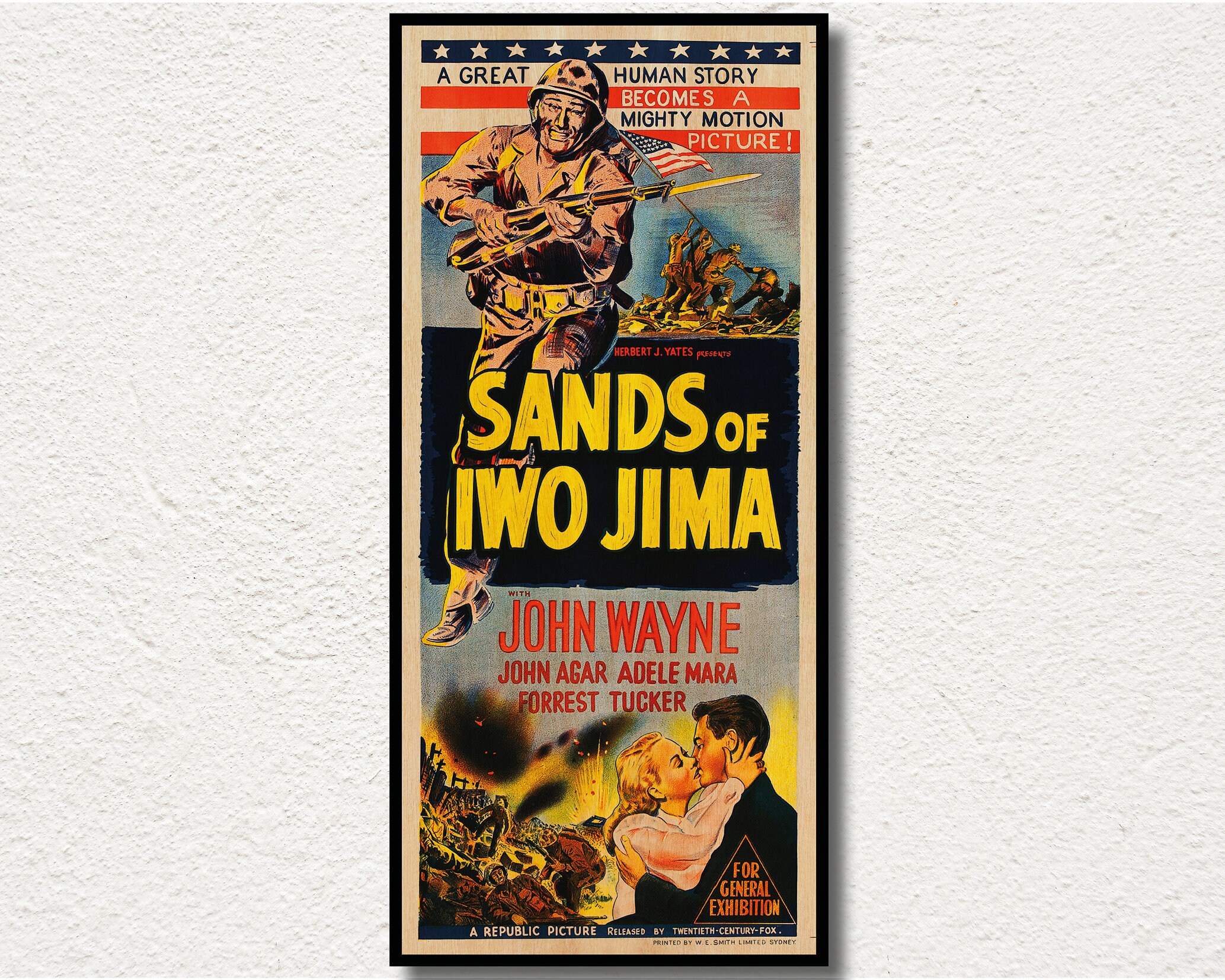 Sands Of Iwo Jima Movie Poster John Wayne War Romance Adventure 24x36