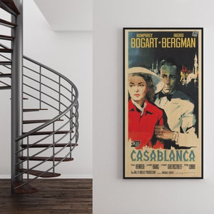 Large WOOD wall art Casablanca poster, Home decor wooden wall art Fanart cinema Casablanca print, Big wall art film poster for movie lovers image 6