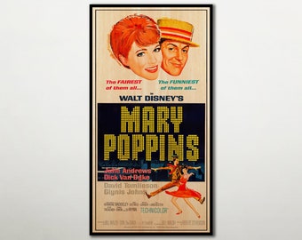 Mary Poppins HIGH QUALITY wood musical film poster, Large wood wall art print for Mary Poppins fans, Wood posters and prints gift ideas.