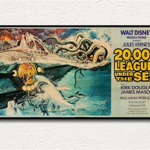 Affiche 20000 lieues sous les mers en BOIS, affiche édition premium imprimée sur BOIS, cadeau magnifique pour les fans de Jules Verne et les amateurs de cinéma