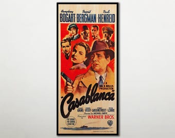 Casablanca Wooden Movie Poster, Classic Film Fan Art Wall Decor