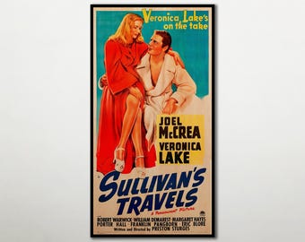 Filmaffisch för Sullivans resor | Joel McCrea och Veronica Lake | Färdigt trätryck