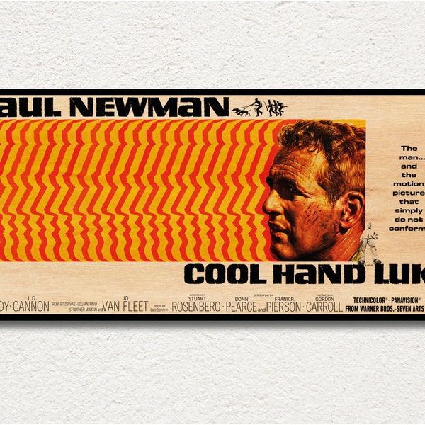 Cool Hand Luke WOODEN wall art poster, Handmade special edition movie poster, Unique gift for Paul Newman fans, Unique posters and prints