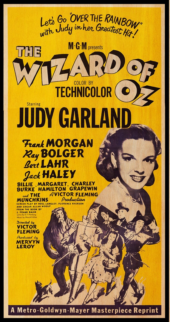 JUDY US版オリジナルポスター Wizard of Oz Wooden Movie Poster, Judy Garland Musical Film Art