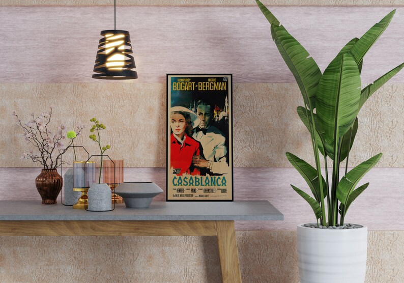 Large WOOD wall art Casablanca poster, Home decor wooden wall art Fanart cinema Casablanca print, Big wall art film poster for movie lovers image 5