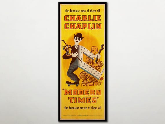 チャールズ・チャップリン『モダン・タイムス』木製映画ポスター