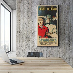Large WOOD wall art Casablanca poster, Home decor wooden wall art Fanart cinema Casablanca print, Big wall art film poster for movie lovers image 9
