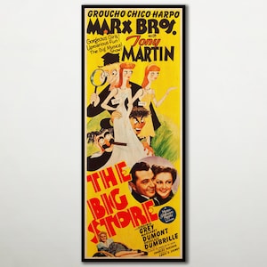 The Big Store WOODEN POSTER, Extra large cool unique Marx Brothers gift for fans, Marx Brothers wood poster gift idea, Extra large wood gift