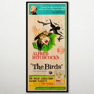 HOLZDRUCK des &quot;The Birds&quot; -Filmplakats, Kinoplakate auf HOLZ für den Alfred Hitchcock-Filmliebhaber, extragroßes Wandkunst-Filmplakat