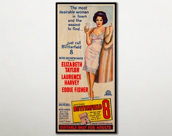 Butterfield 8 WOOD PRINT, Fanart cinema movie posters on WOOD for this Elizabeth Taylor movie lover, Extra large wall art prints.